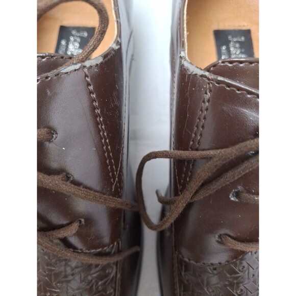 IZAK MATALINI Men\'s Brown Dress Shoes Size 7.5 Woven Details Oxfords